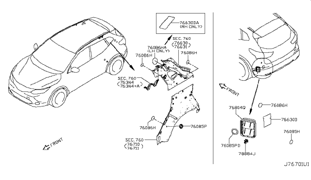 2019 Nissan Rogue Sport Drafter-Air Diagram for 76804-4CL1A