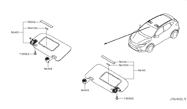 2019 Nissan Rogue Sport Sunvisor Diagram