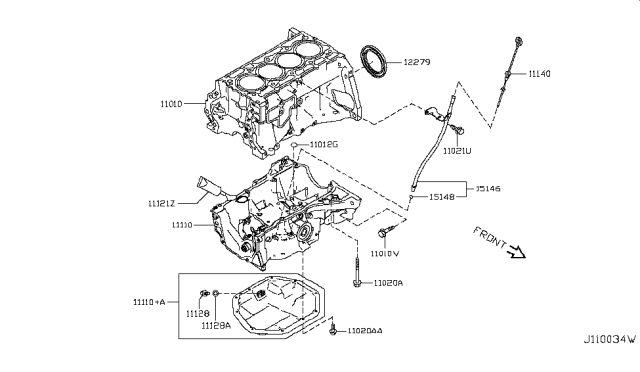 2018 Nissan Rogue Sport Cylinder Block Diagram for 11000-4BBHA