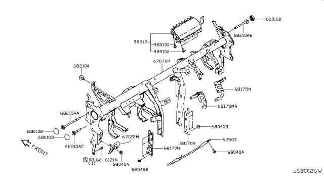 2019 Nissan Rogue Sport Bolt Diagram for 67869-CY000