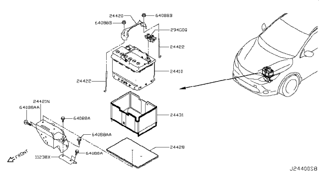 2018 Nissan Rogue Sport Battery & Battery Mounting Diagram