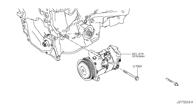 2017 Nissan Rogue Sport Compressor Mounting & Fitting Diagram