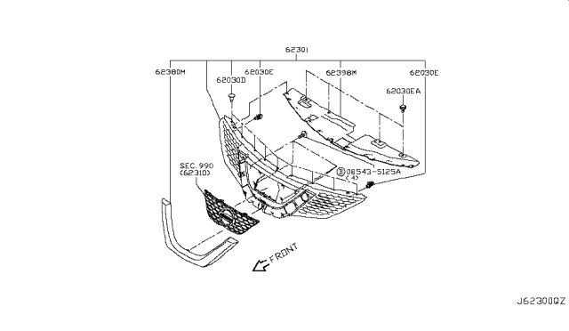 2019 Nissan Rogue Sport Front Grille Diagram 2