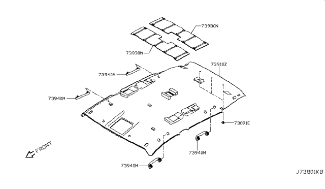 2017 Nissan Rogue Sport Headlining Assy Diagram for 73910-6MA0A