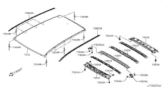 2019 Nissan Rogue Sport Roof Panel & Fitting Diagram 1