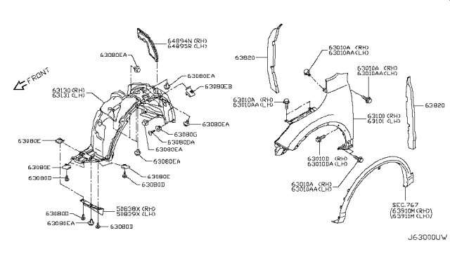 2017 Nissan Rogue Sport Front Fender & Fitting Diagram 1