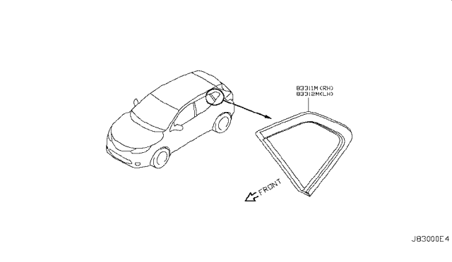 2019 Nissan Rogue Sport Glass-Side Window,LH Diagram for 83313-6MA0A
