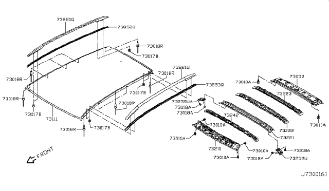 2019 Nissan Rogue Sport MOULDING Assembly-Roof Side,RH Diagram for 73852-DF30A