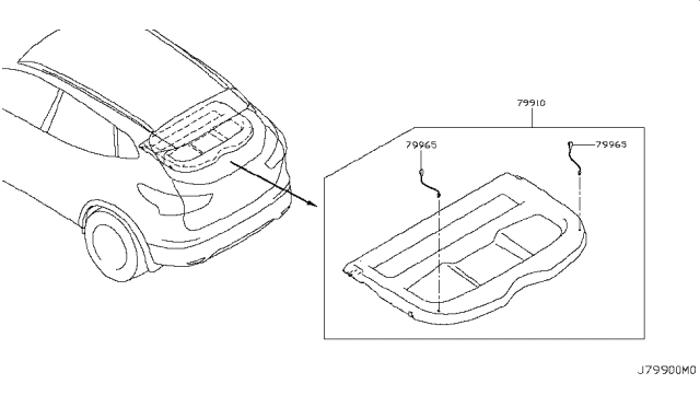 2019 Nissan Rogue Sport Rear & Back Panel Trimming Diagram