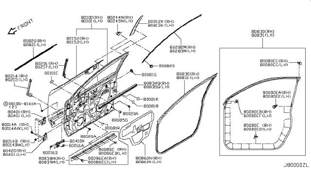 2018 Nissan Rogue Sport Seal Assy-Front Door Inside LH Diagram for 80835-DF31A