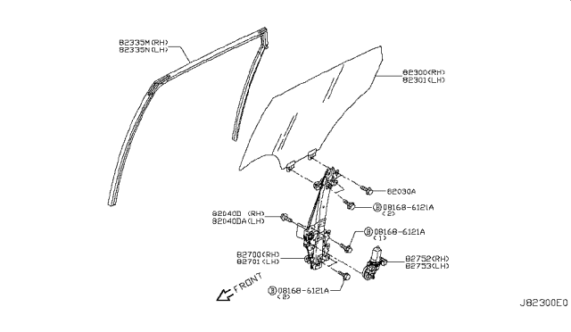 2019 Nissan Rogue Sport Glass Assy-Rear Door Window,LH Diagram for 82301-6MA0A