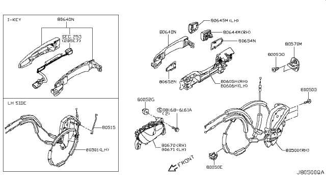 2019 Nissan Rogue Sport Outside Handle Grip Diagram for 80640-6MA2A