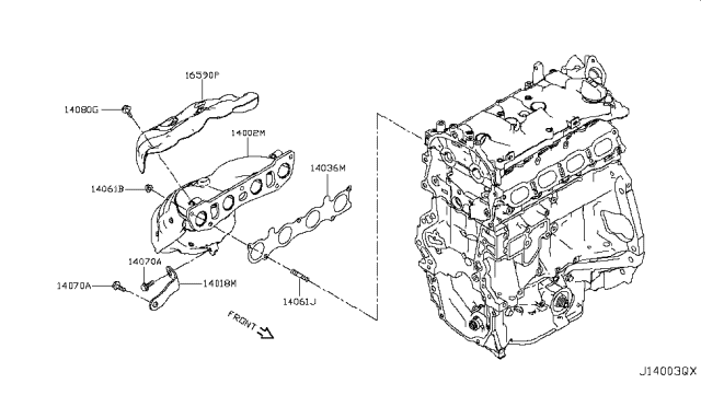 2019 Nissan Rogue Sport Exhaust Manifold With Catalytic Converter Diagram for 140E2-6MA0A