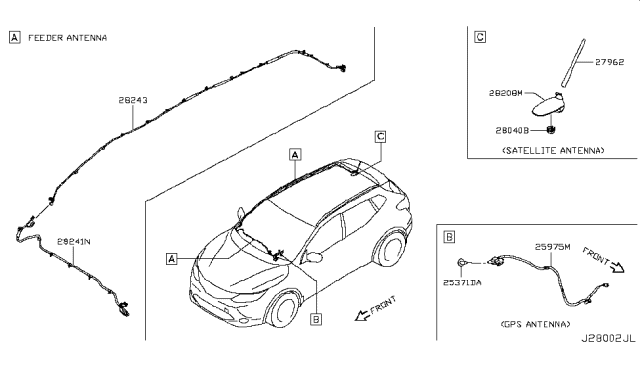 2018 Nissan Rogue Sport Antenna Assy-Satellite Diagram for 28208-6MA0A