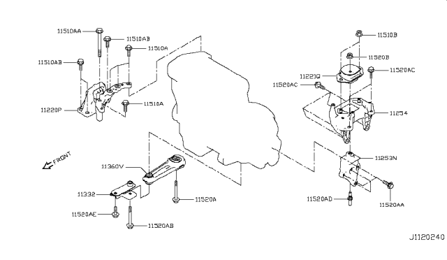 2018 Nissan Rogue Sport Engine & Transmission Mounting Diagram 3