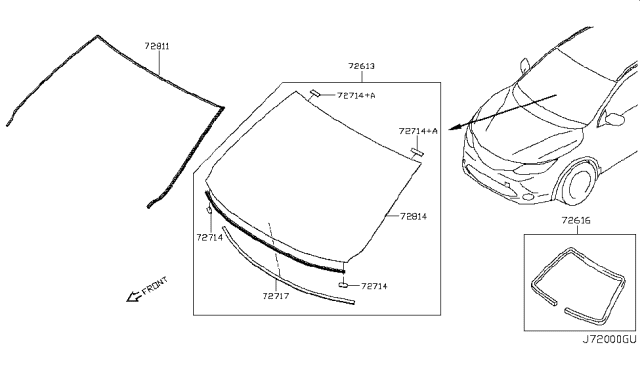 2019 Nissan Rogue Sport SPACER - Glass, A Diagram for 72714-3NU0A