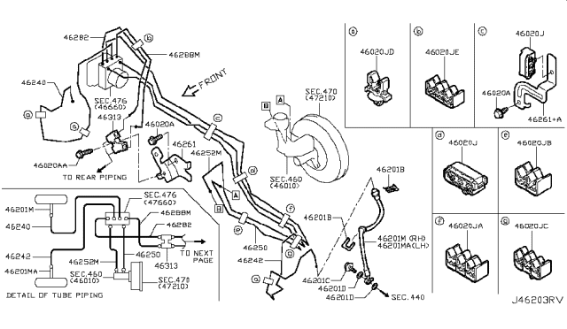 2017 Nissan Rogue Sport Brake Piping & Control Diagram 1