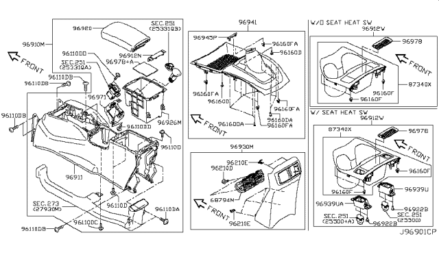 2018 Nissan Rogue Sport Cup Holder Diagram for 96962-6FK0A