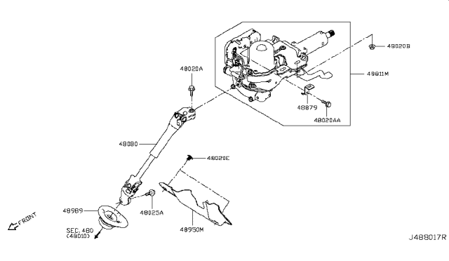 2019 Nissan Rogue Sport Joint Assy-Steering Column,Lower Diagram for 48080-6MA0A