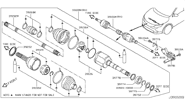 2018 Nissan Rogue Sport Front Drive Shaft (FF) Diagram 2