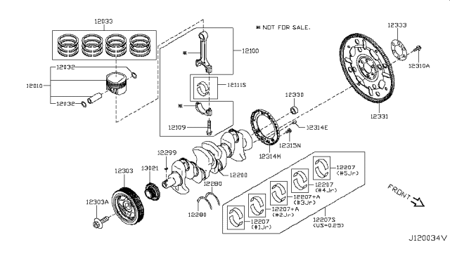 2017 Nissan Rogue Sport Piston,Crankshaft & Flywheel Diagram