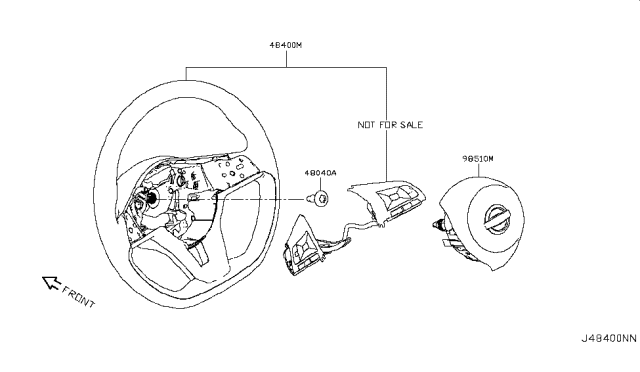 2019 Nissan Rogue Sport Steering Wheel Assembly Less Pad Diagram for 48430-6MM4A