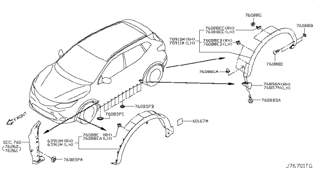 2017 Nissan Rogue Sport Over Fender-Front,LH Diagram for 63811-6MA0A