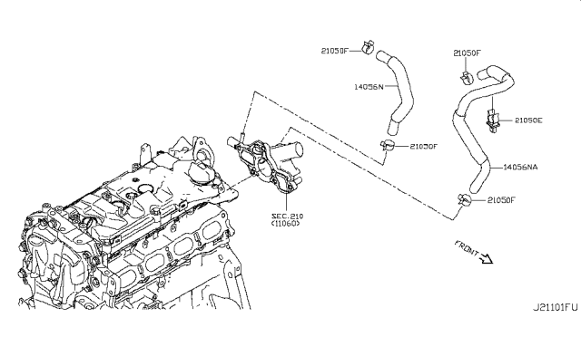 2017 Nissan Rogue Sport Water Hose & Piping Diagram