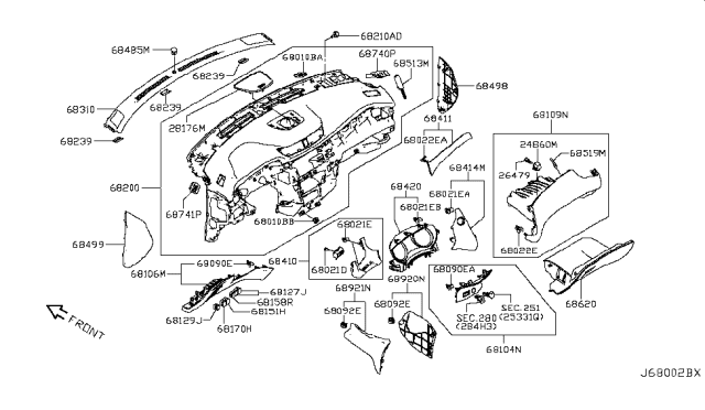 2018 Nissan Rogue Sport Instrument Panel,Pad & Cluster Lid Diagram 3