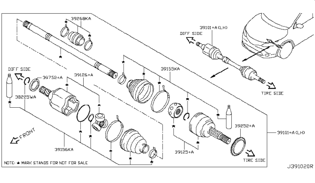 2019 Nissan Rogue Sport Front Drive Shaft (FF) Diagram 4