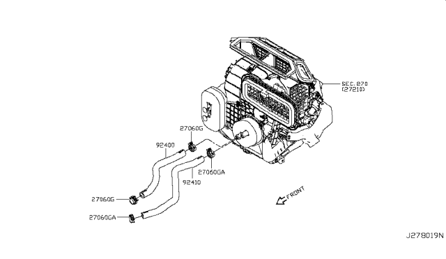 2018 Nissan Rogue Sport Hose-Heater,Outlet Diagram for 92410-4CB0A