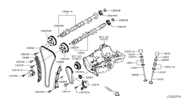 2019 Nissan Rogue Sport Tensioner Assy-Chain Diagram for 13070-5TA1A