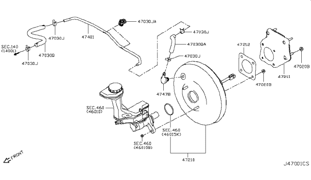 2017 Nissan Rogue Sport Hose-Brake Booster Diagram for 47474-6MA0A