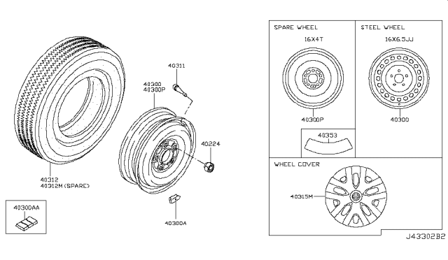 2017 Nissan Rogue Sport Road Wheel & Tire Diagram 2