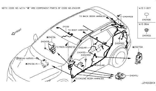 2018 Nissan Rogue Sport Harness Adp Pb Diagram for 24027-7FV0A