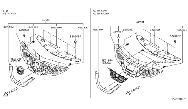 2018 Nissan Rogue Sport Front Grille Diagram 1