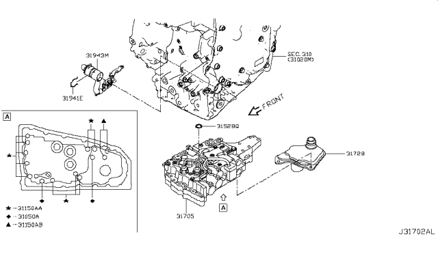 2017 Nissan Rogue Sport Control Valve (ATM) Diagram