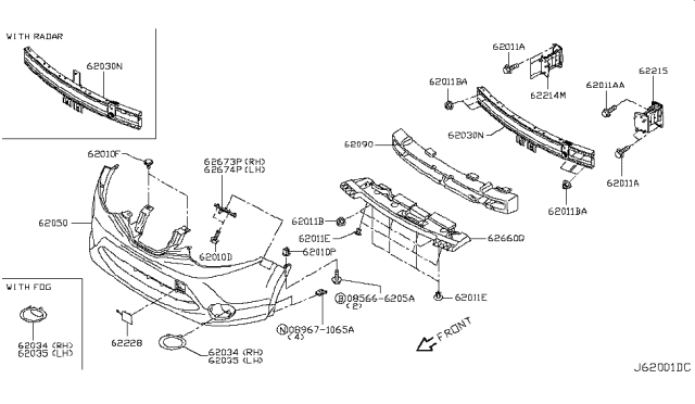 2017 Nissan Rogue Sport Finisher-Front Bumper Fascia,LH Diagram for 62257-6MA5A