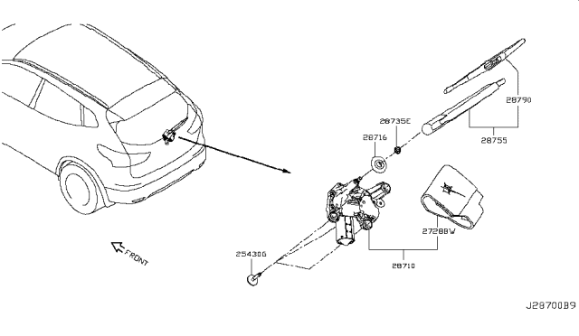 2019 Nissan Rogue Sport Rear Window Wiper Diagram