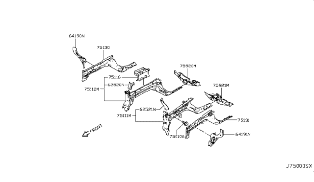 2017 Nissan Rogue Sport Support-Radiator Core Side,LH Diagram for 62521-6MA0A