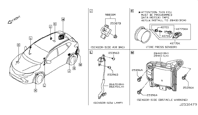 2018 Nissan Rogue Sport Sensor Assembly-Side Obstacle Warning, LH Diagram for 284K1-HV00A