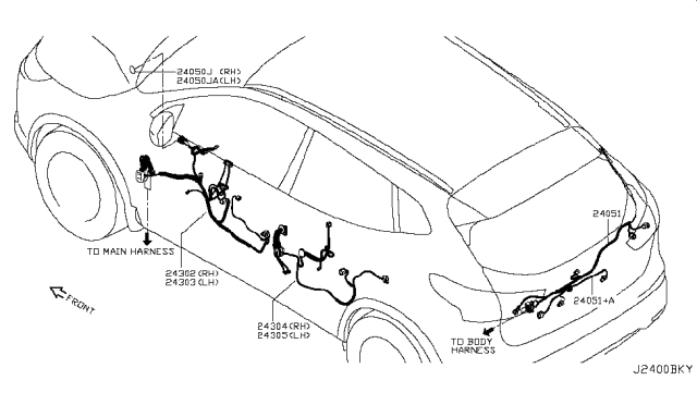 2017 Nissan Rogue Sport Harness-Front Door,LH Diagram for 24125-6MA0C