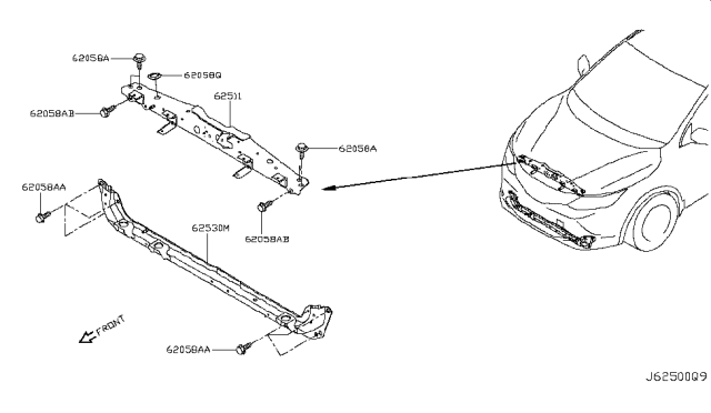 2019 Nissan Rogue Sport Front Apron & Radiator Core Support Diagram