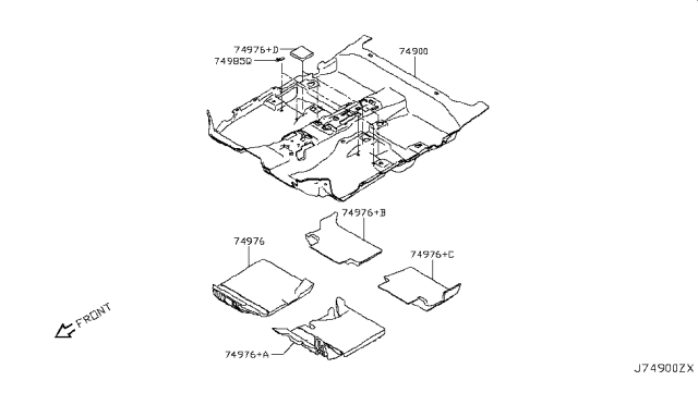 2018 Nissan Rogue Sport Carpet Assy-Floor Diagram for 74902-6MM0A