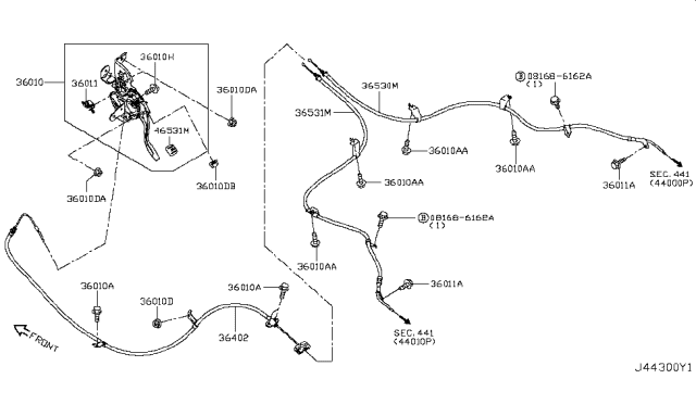 2017 Nissan Rogue Sport Device Assy-Parking Brake Control Diagram for 36010-7FW0A