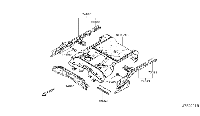 2018 Nissan Rogue Sport Member-Side,Rear LH Diagram for 75511-6MA0A