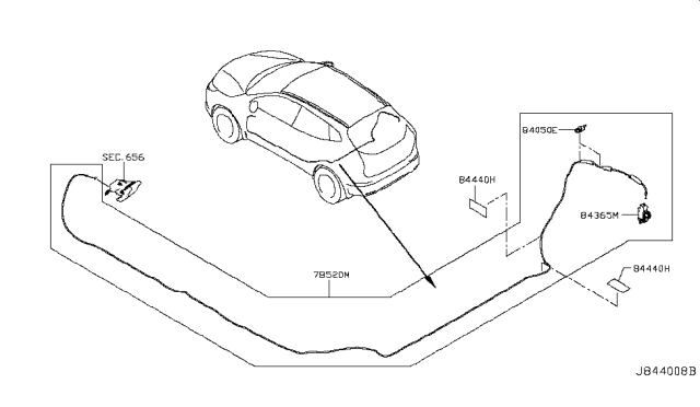 2017 Nissan Rogue Sport Lock & Rod Assy-Fuel Filler Lid Opener Diagram for 78827-1VA0A