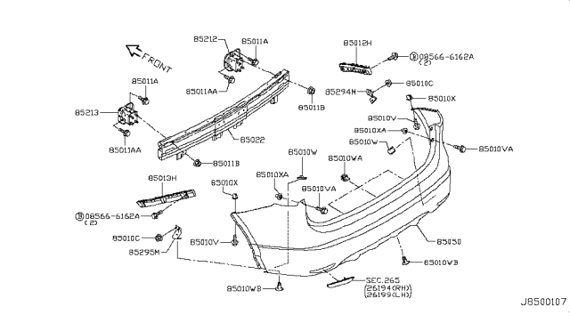 2017 Nissan Rogue Sport Rear Bumper Diagram 1