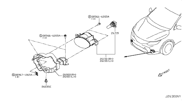 2019 Nissan Rogue Sport Bracket-Fog Lamp,LH Diagram for 26915-6MA0A