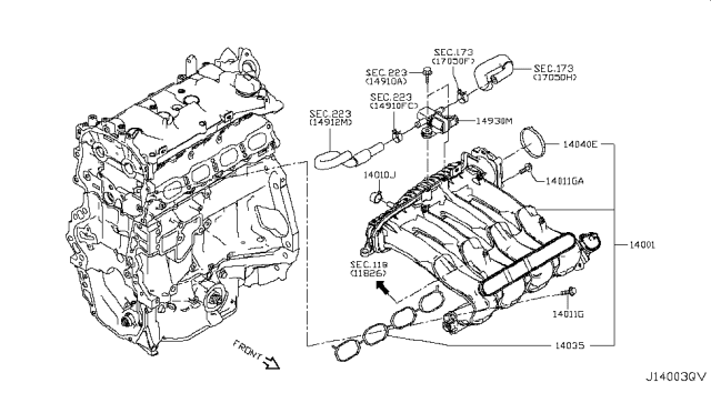 2018 Nissan Rogue Sport Valve Assembly-PURGE Control Diagram for 14930-6FM0A